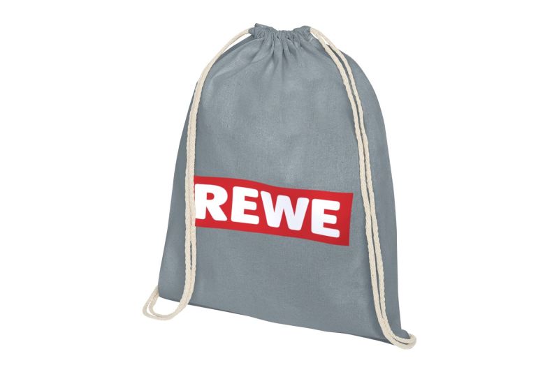 Gymbag Cotton Oregon - Turnbeutel für Alltag, Sport & Events Grau REWE Logo