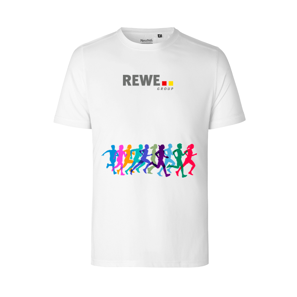 T-Shirt, Kurzarm, Weiß, Farben Silhouette, Läufer-Print